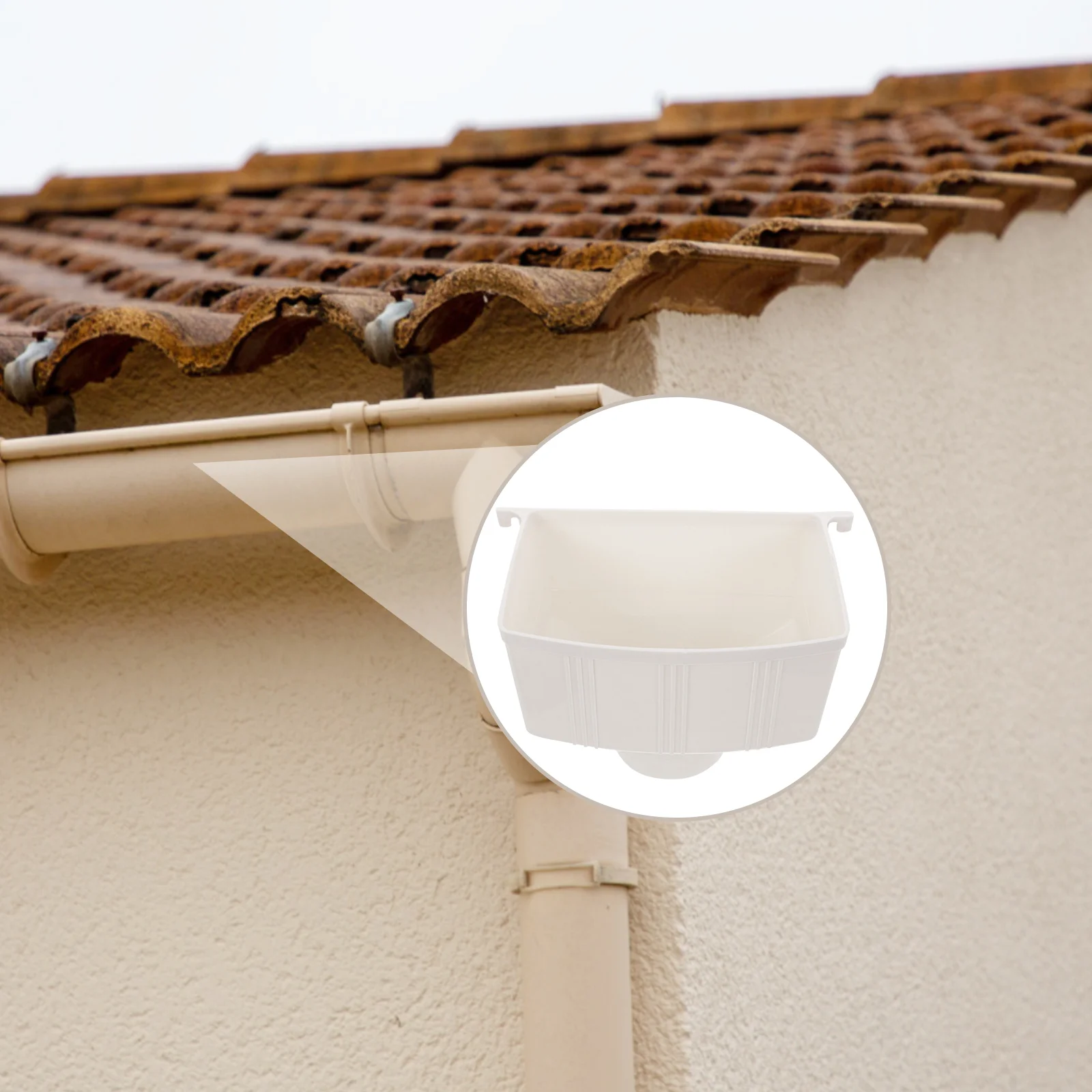 PVC Rain Bucket Gutter Downspout Adapter Diverter Extender Rainwater Drainage Pipe Collection System Connector