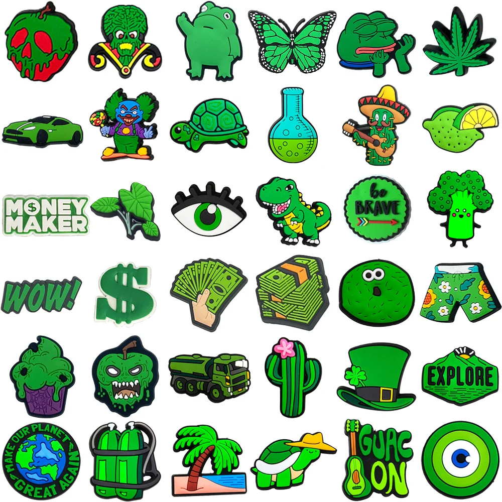 Shoe Charms Green Forg Plant tortoise funny Pins PVC DIY Sandals Accessories for Clogs Women Kids Girls Party Favors X-mas Gifts