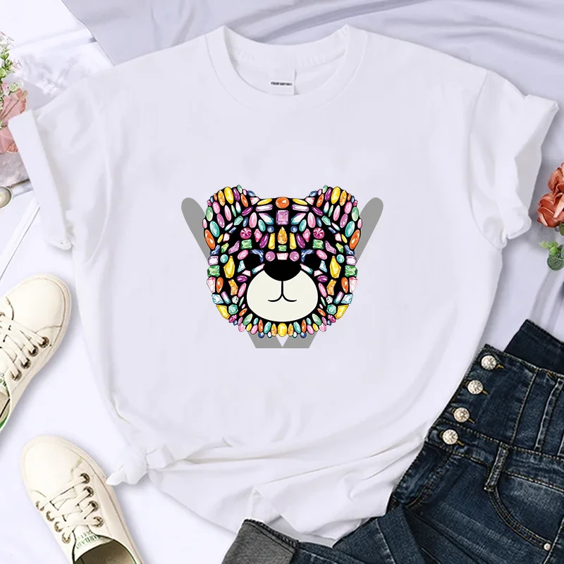 Color Bear For Women's Luxury Brand High-Quality Summer Print T-shirt 100% Cotton Casual Oversized Y2k Personality Sleeve O-neck