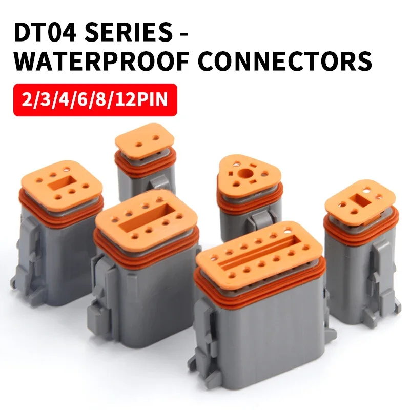 Deutsch DT Series 2/3/4/6/8/12 Pins Waterproof Electrical Wire Connector for Car Motor Truck With Pins 22-16AWG