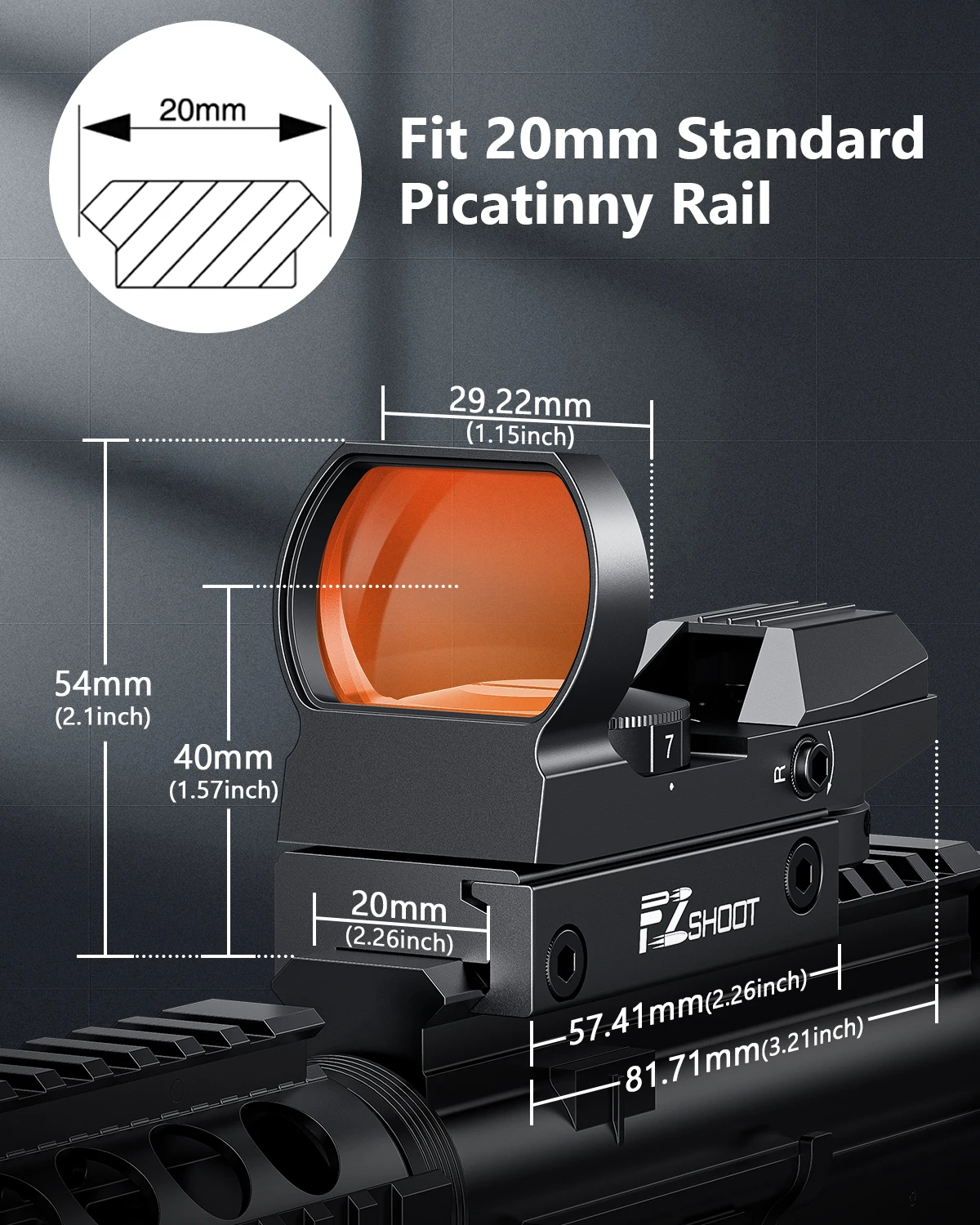 

MidTen Red Dot Sight Scope Holographic Optics 4 Adjustable Reticle Reflex Sighting Aluminum For 20mm Picatinny Rail For Hunting