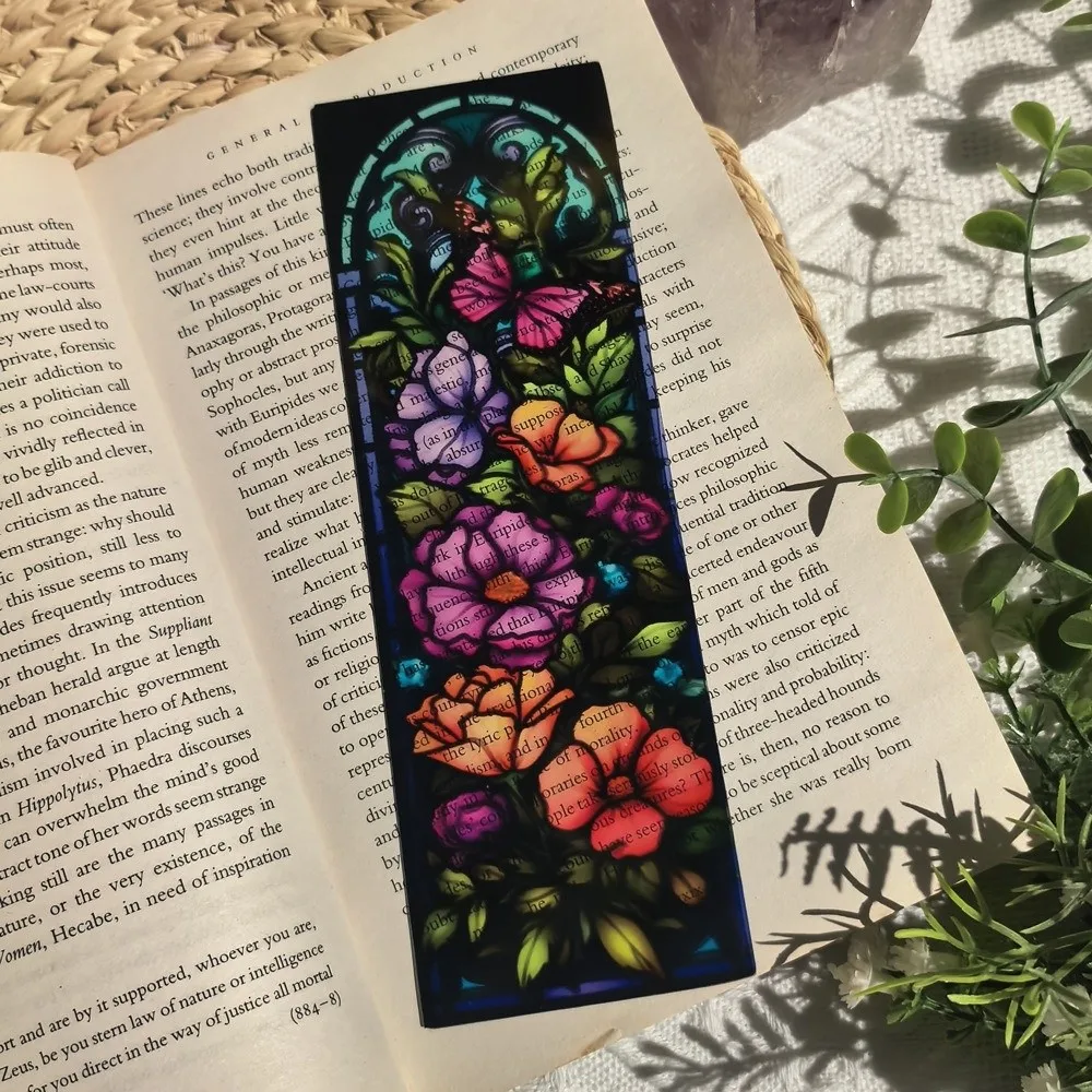 Translucent Stained Window Bookmark Light Flow Shadow Dreamy Pattern Sun Catcher Ornament Hand Account Decoration