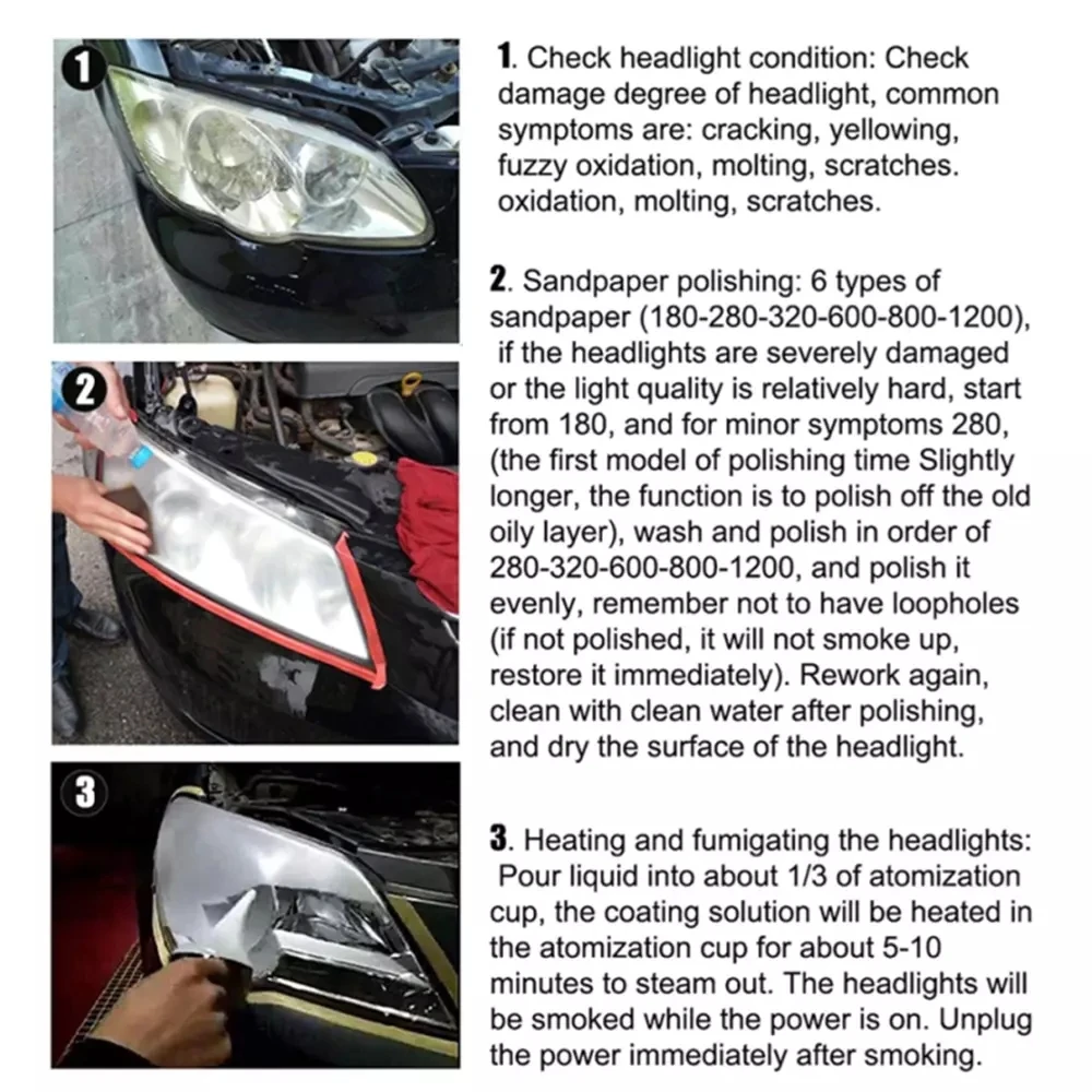 Automotive Headlight Care Tool Car Headlight Polish Restoration Kit Headlight Restoration Set Car Headlight Restoration Liquid