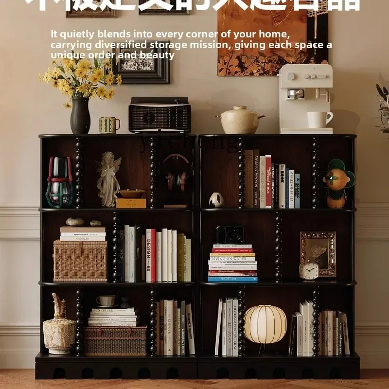 Gz-21 Furniture French Retro Bookcase Solid Wood Bookshelf Medium Antique American Floor Short Side Cabinet view 3