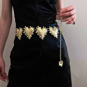 Chaîne de taille en métal rétro, design lourd de haute qualité, élégant, grand cœur, chaîne de corps Sexy, accessoires de costume pour robe à épices