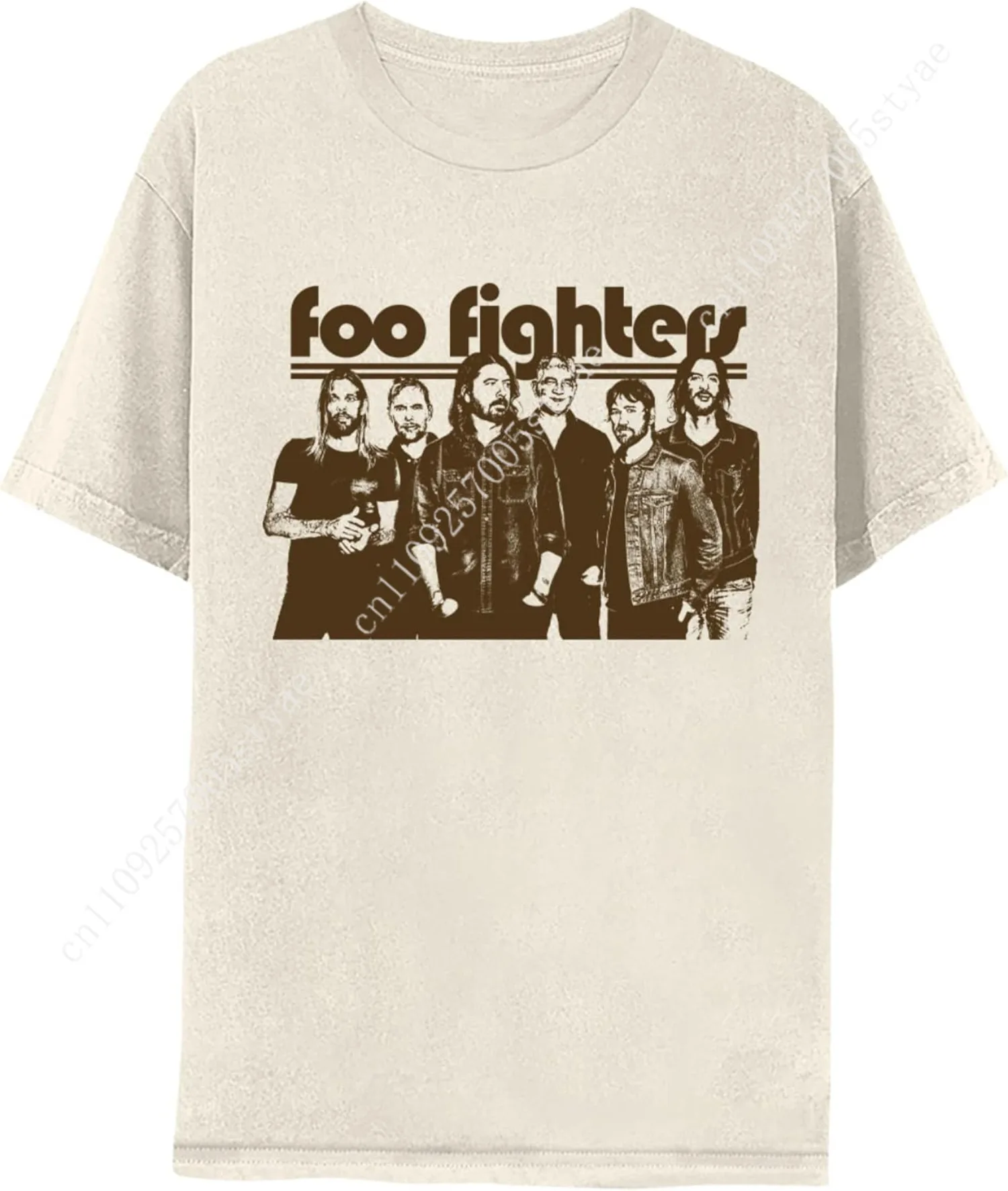 

Foo Fighters Band Image Adult Natural Short Sleeve T Shirt Hard Rock Music Vintage Style Graphic Tees
