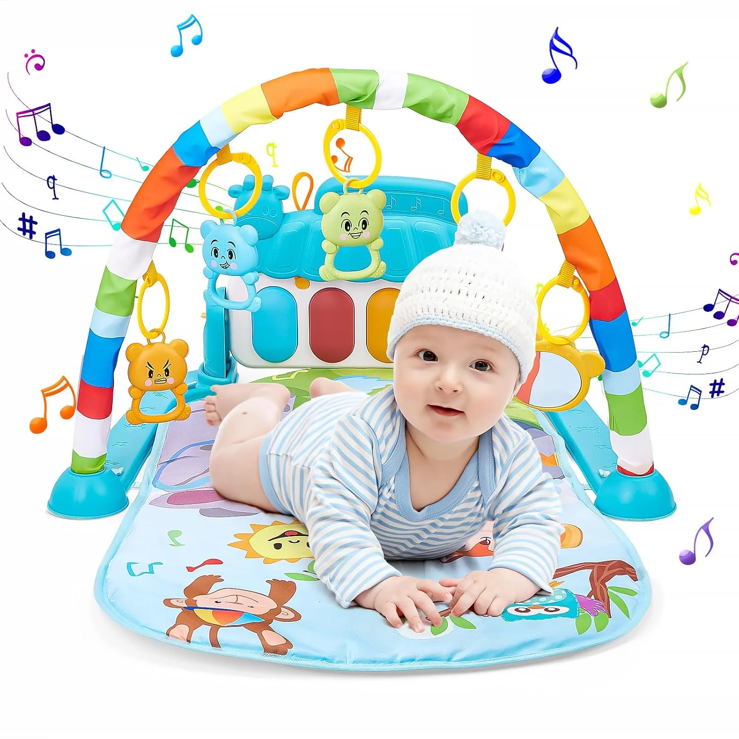 Baby toys Pedal Piano Toy Music Fitness Rack Newborn Fitness Equipment Game Mat Prone Time Activity Gymnastics Mat 0-1 Years Old