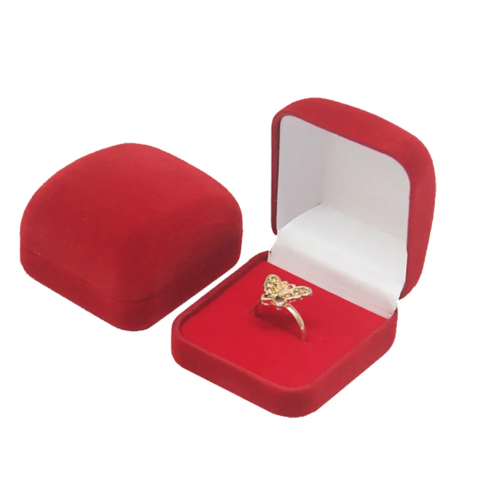 Fashion Velvet Ring Storag Box Earring Jewelry Organizer Wedding Double Ring Packaging Box Stud Gift Holder Box