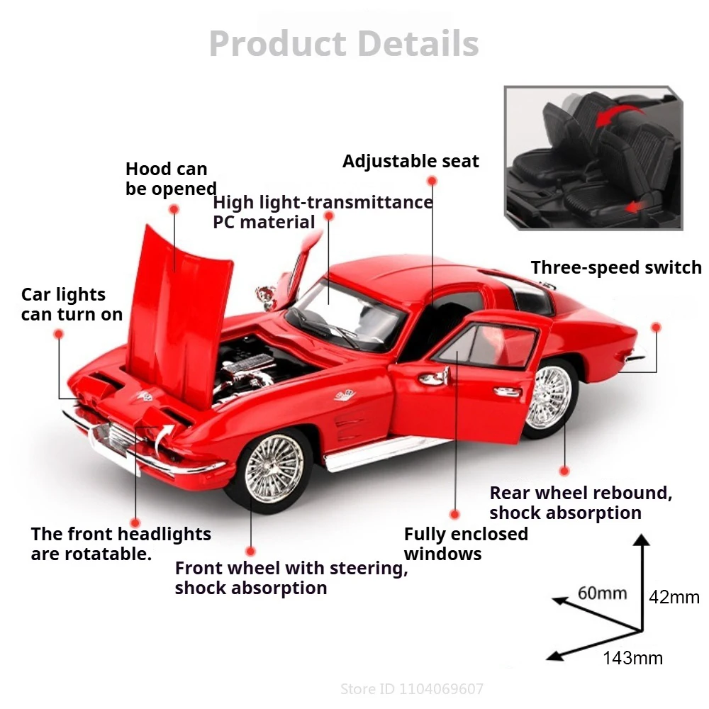 1:32 Schaal 500K C2 Legering Modellen Speelgoedauto's Wiel Trek Miniatuur Vintage Auto Model met Geluid Licht Voertuig voor Kinderen Geschenken