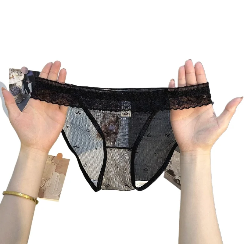 French Net Red Sexy Girl Low-waist Breathable Hollow Thong Cotton Crotch Lift Hip Hot Seductive Girls Underwear Smooth and Soft