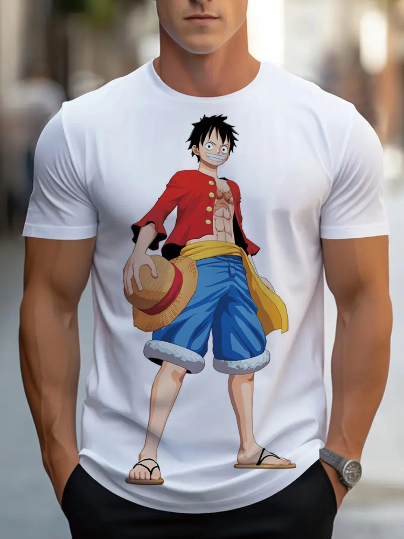

One Piece Anime Printed Men's and Women's Short Sleeves 2026 Bandai Summer New Product Comfortable Cotton Sports T-shirt