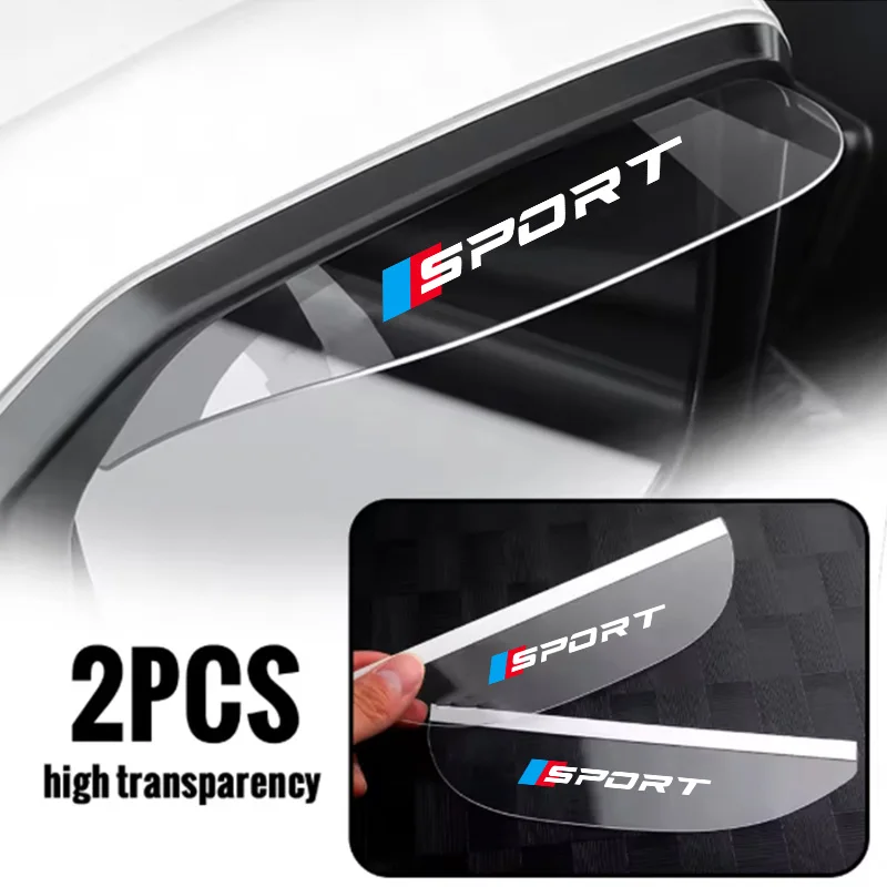 Blue and Red Dual-Color Sports Car Rearview Mirror Rain Shield, Rain and Fog Protection, Anti-Glare, Transparent Rainproof Reflective Mirror Waterproof Panel
