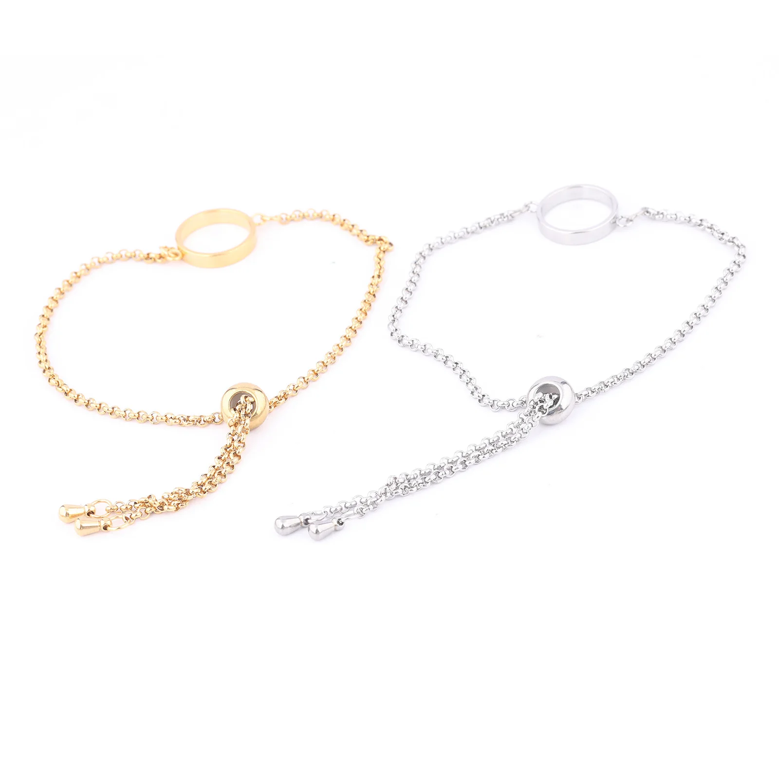 3pcs Stainless Steel Gold Plate 12mm Open Bezel Bracelet Connector Blanks Diy Hollow Pendant Frame For Resin Jewelry Making