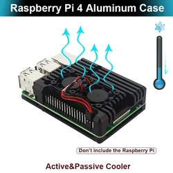 Obudowa ze stopu aluminium Raspberry Pi 4, podwójne wentylatory CNC, aktywna obudowa chłodząca, opcjonalne radiatory, metalowa obudowa ochronna do RPI 3 5