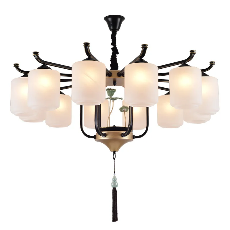 

New Chinese style, atmosphere, living room, chandelier, simple, modern, home, Chinese style