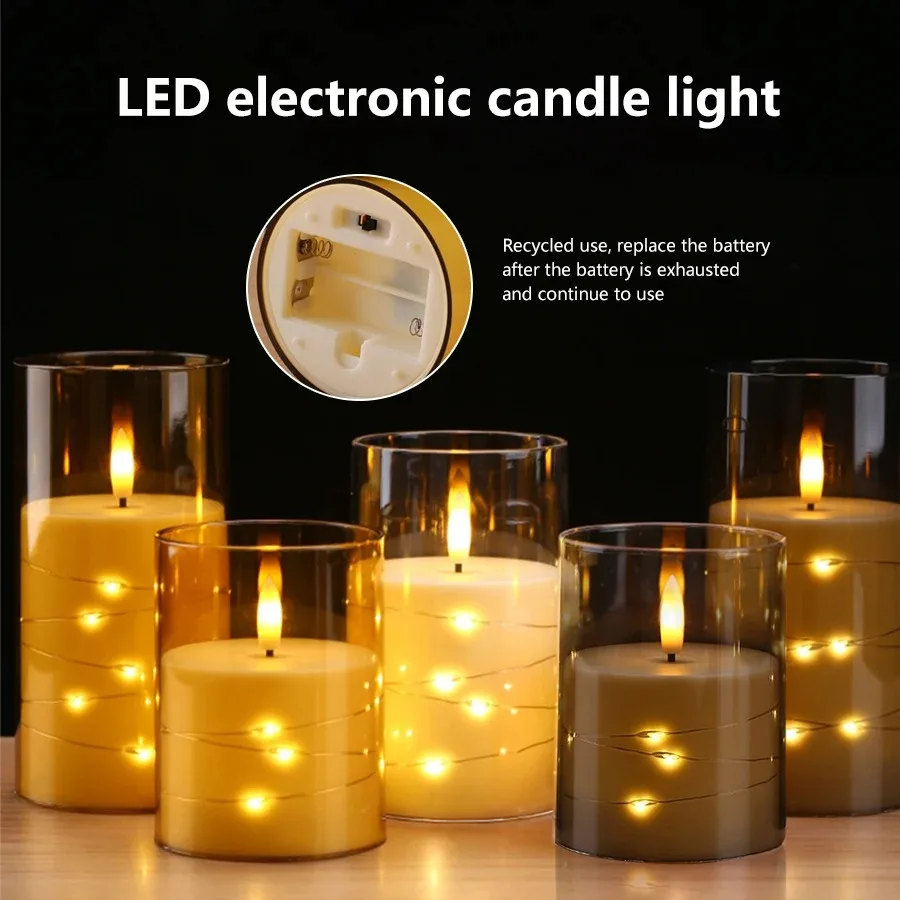 Decorative LED Candles with LED String Battery Powered Remote Control LED Candle Party Wedding Christmas Halloween Decoration