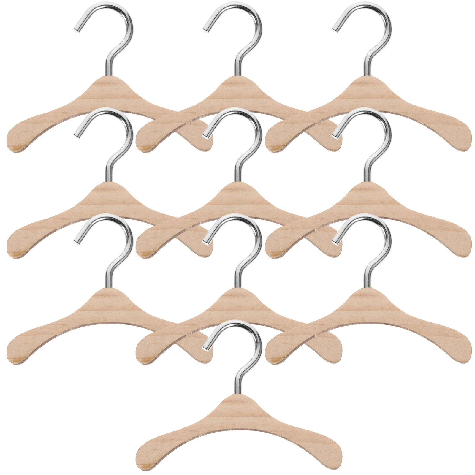 10 Pcs Wooden Clothes Hangers Natural Bamboo BJD Dolls Miniature Accessory Kids Room Tidy Dollhouse ganization Tool