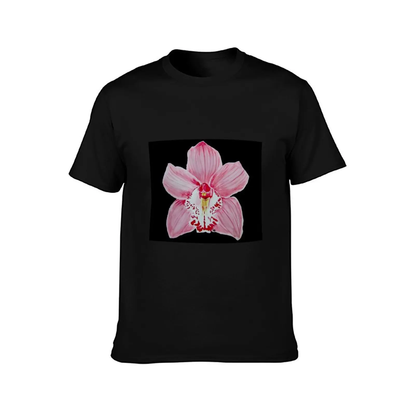 Pink Orchid T-Shirt, Summer Casual Cotton Tee, Oversized Streetwear Tops, Vintage Graphic Print, Loose Fit Short Sleeve
