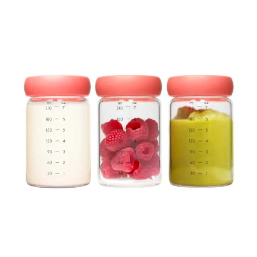 

Boon Cache Glass Breastmilk Storage Bottles with Lids - Leakproof Containers for Breastmilk, Baby Food, Formula, and Snacks - F