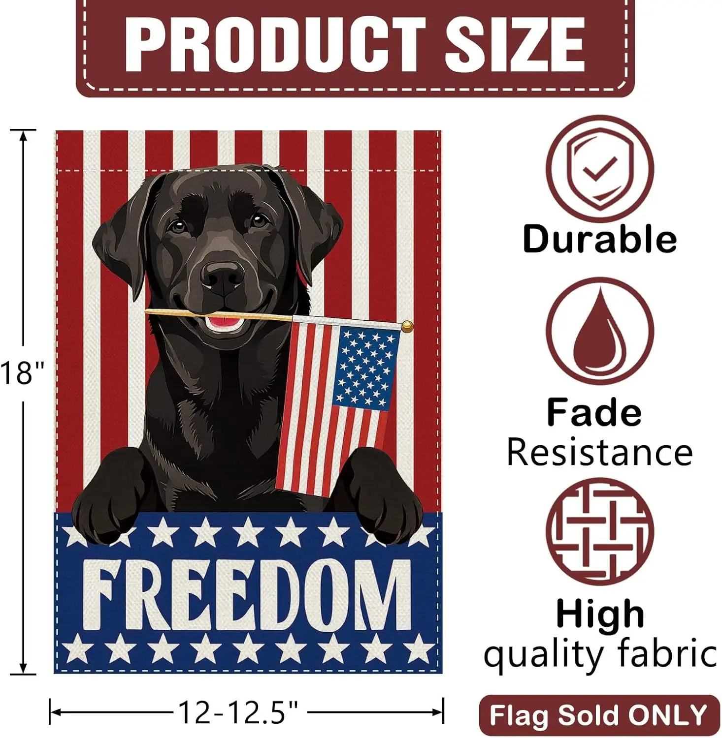 Dyrenson Patriotic Black Labrador Dog Garden Flag, 4th of July America Freedom Yard Outside Home Decoration Pet Dog Owner Lo jjp