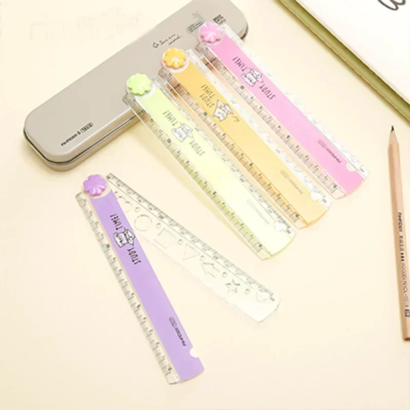 30CM Kawaii Study Time Color Folding Ruler for Kids Students Office School Stationery Multifunction DIY Drawing Rulers Cute