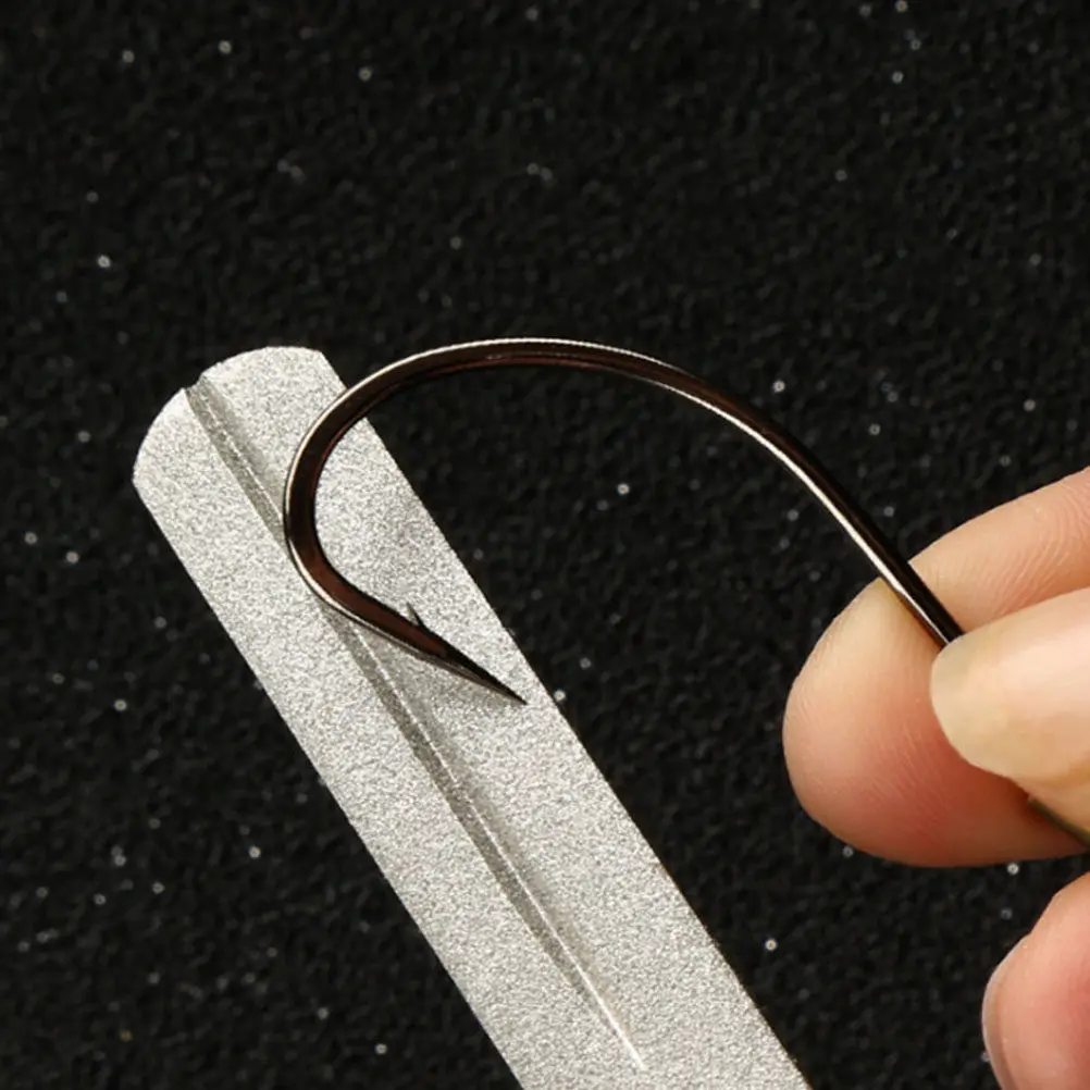 1Pcs Fishing Hook Sharpener File Double Groove Grinding Tool with Rounded Tip and Lanyard Loop Fishing Hook Sharpener