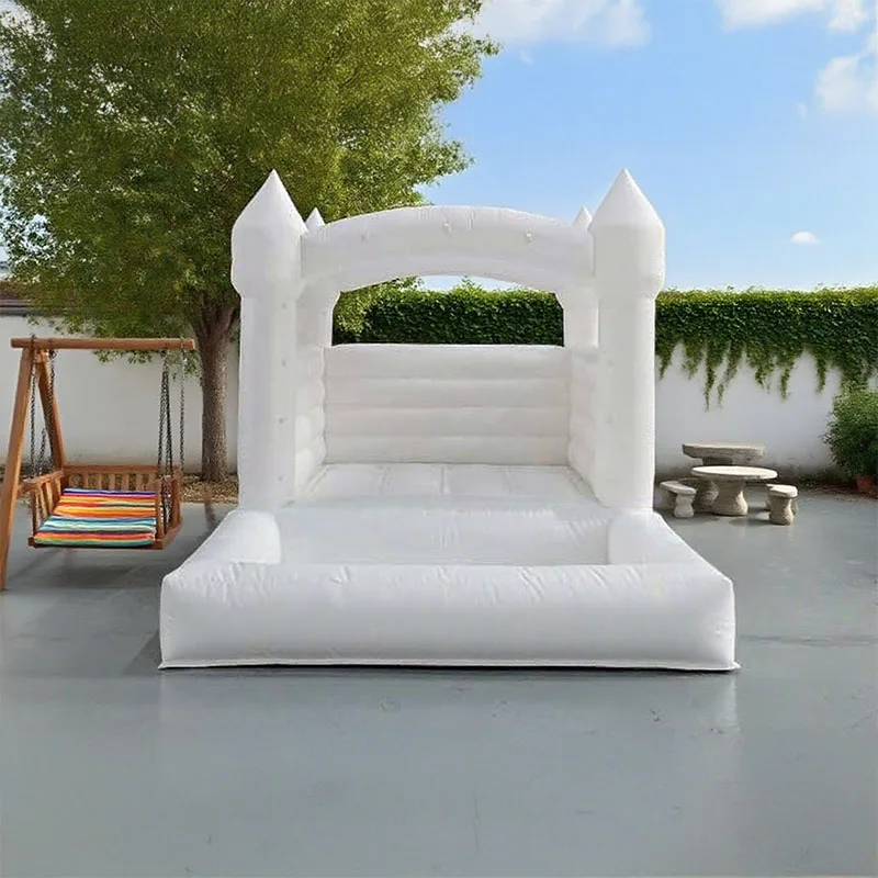 

Mini Kids Inflatable Castle, PVC Toddler White Bounce House with Soft Play, Ideal Birthday Gift