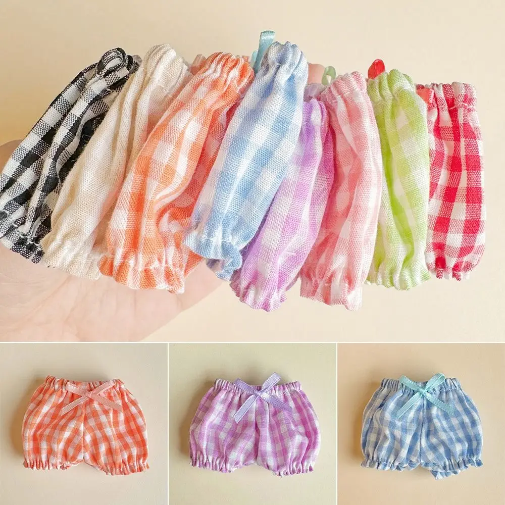 Ropa de muñeca de algodón de 10 ~ 15cm, Mini pantalones elásticos a cuadros, ropa informal para muñeca de algodón, pantalones, accesorios de ropa para muñecas