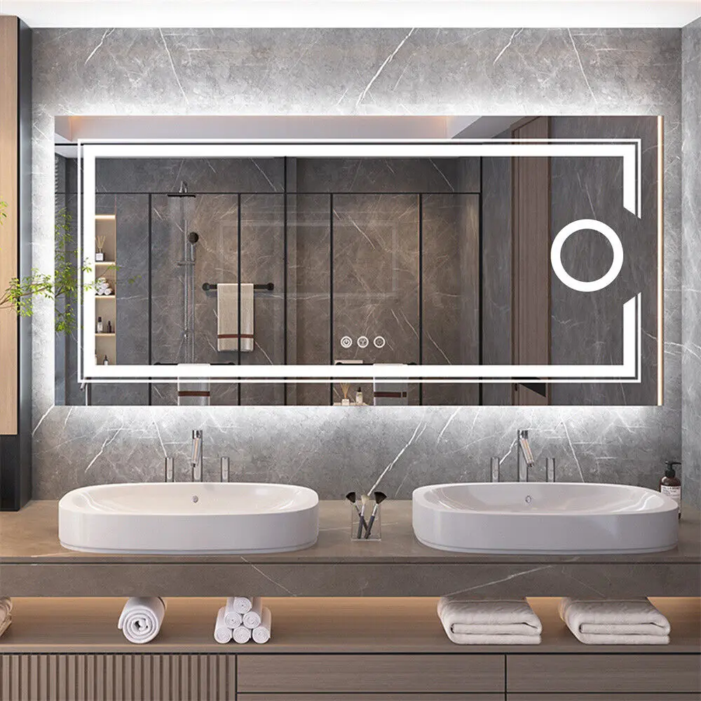 LUVODI LED Bathroom Mirror Wall Mounted, Magnifying Vanity Mirror with Lights for Makeup Shaving, Washroom Toilet Shower Mirror