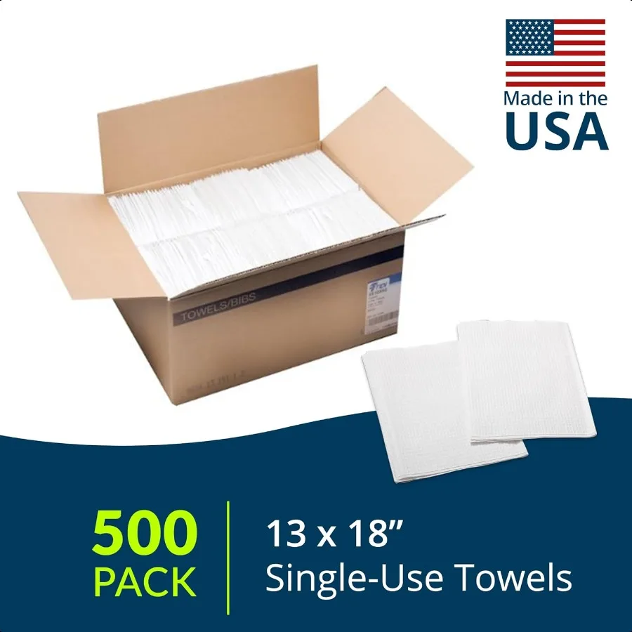 Avalon Papers Toallas Profcionales Blanco 13 x 18 Paquete de 500 Consumibles Dentários de Paisado Waffle 3Ply (1001A)