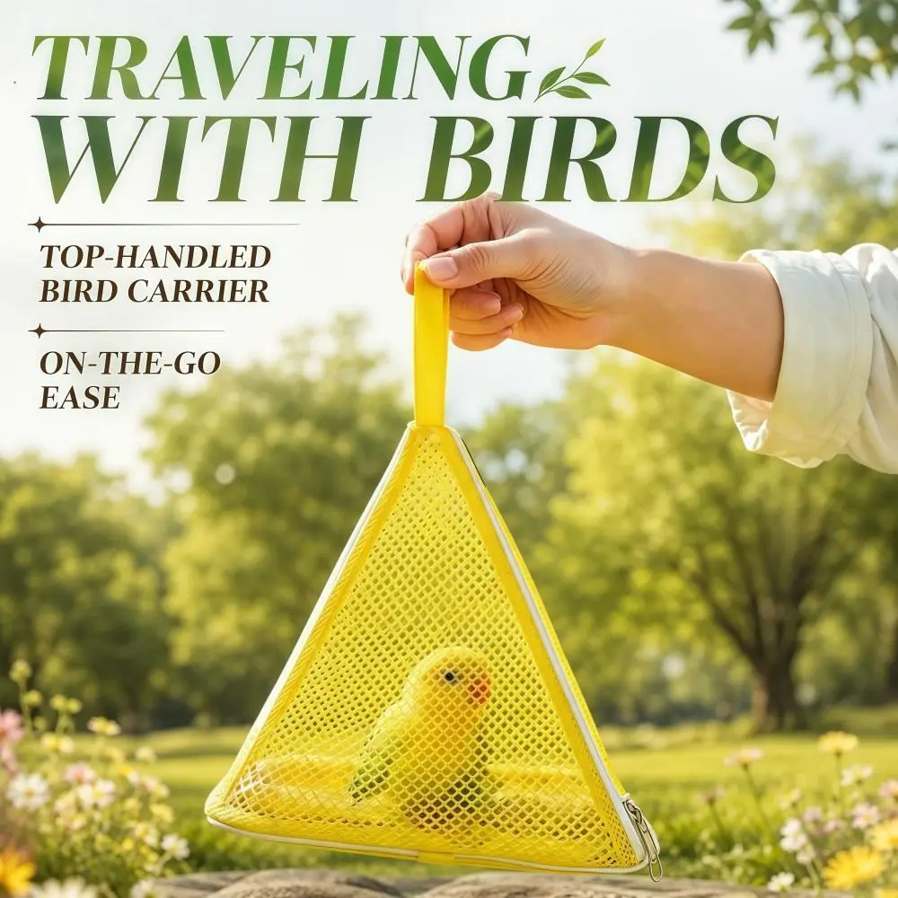 Safe Mesh Bird Outdoor Carrier Triangular Lightweight Parrot Carry Bag Breathable Handheld Bird Going Out Pouch Pet Birds
