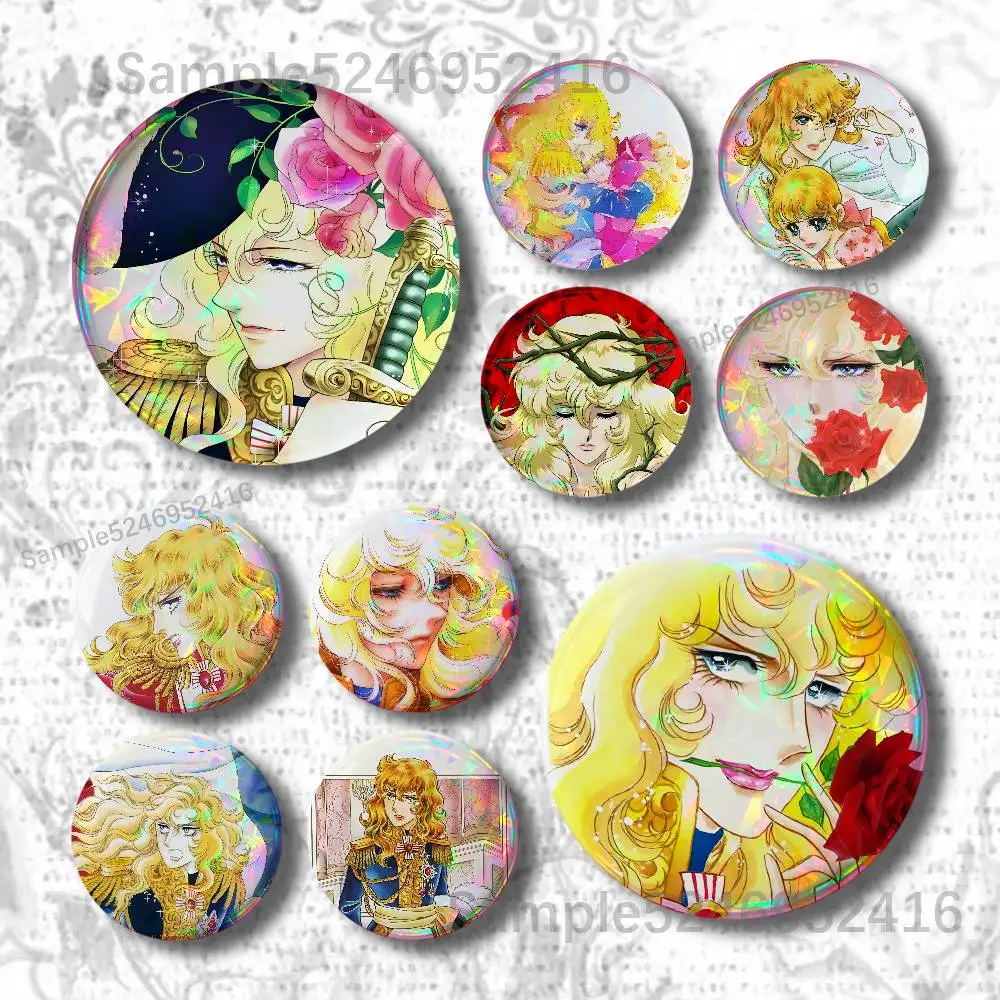 The R-Rose Of Versailles Laser Badge Creative Pins Brooch for Bag Clothes Hat Decor Gifts Fans Collect Accessories Lapel Pin