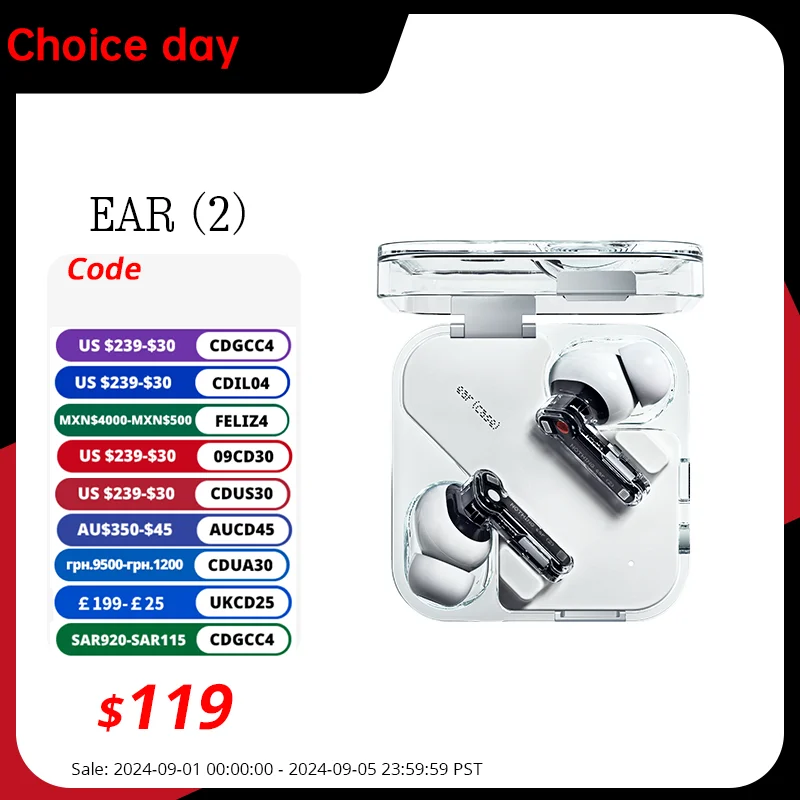 

New Generation Nothing Ear (2) Hi-Res Wireless Certification Dual Chamber Design Up to 40dB delivery on March 28 Ear 2