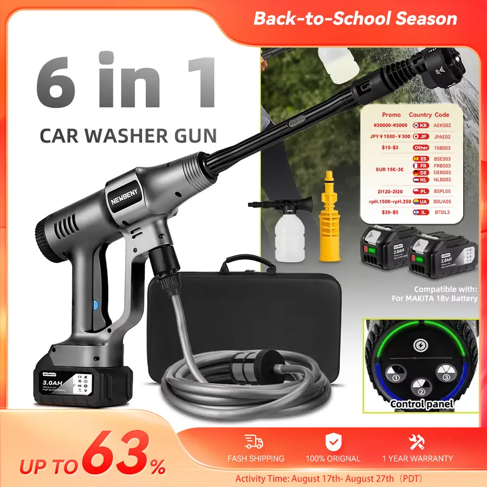 3500W 200Bar Brushless Elettrico Ad Alta Pressione Idropulitrice Efficiente Auto Giardino Pulizia Pistola A Spruzzo Strumento Per Makita 18V Batteria Spille