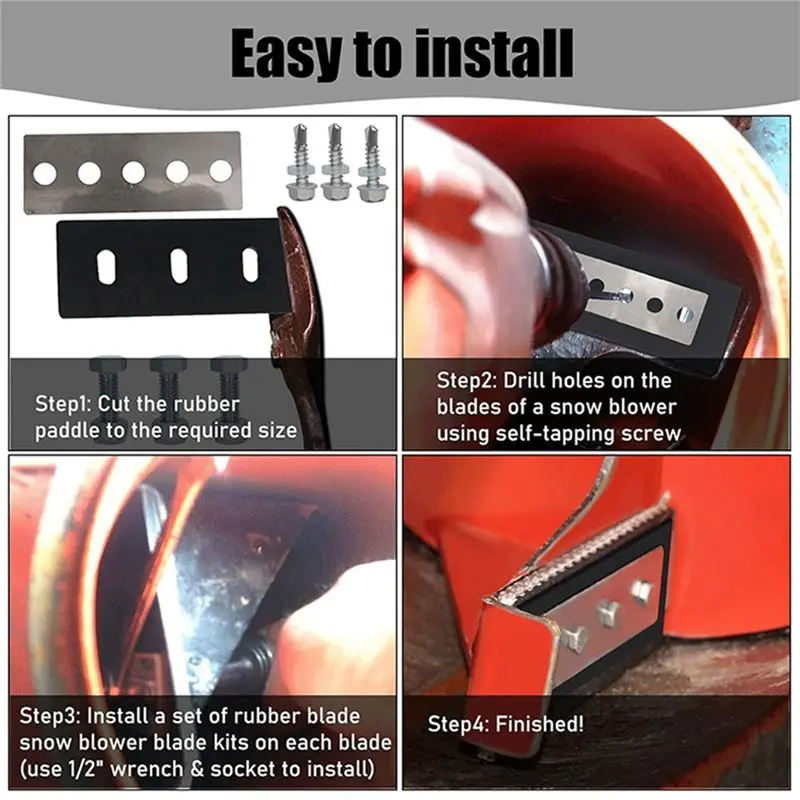مجموعة تعديل دفاعة منفاخ الثلج WON - 1/4 بوصة 3 شفرات عالمية، لتعديل آلة مرحلتين متينة وسهلة التركيب