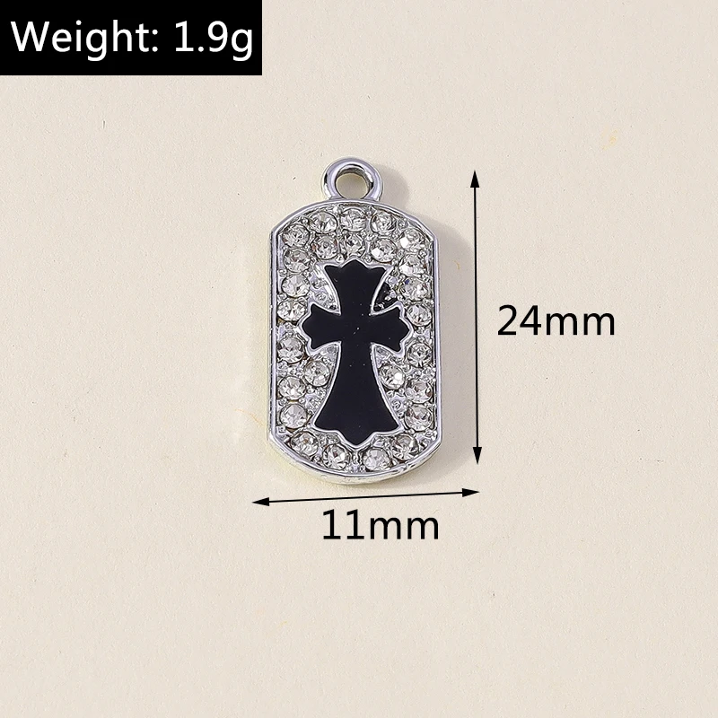 Leslie 10pcs Luxury Silver Color Faith Cross Tag Charms for Jewelry Amulet Crosses Pendant Necklace Keychain Diy Jewelry Finding