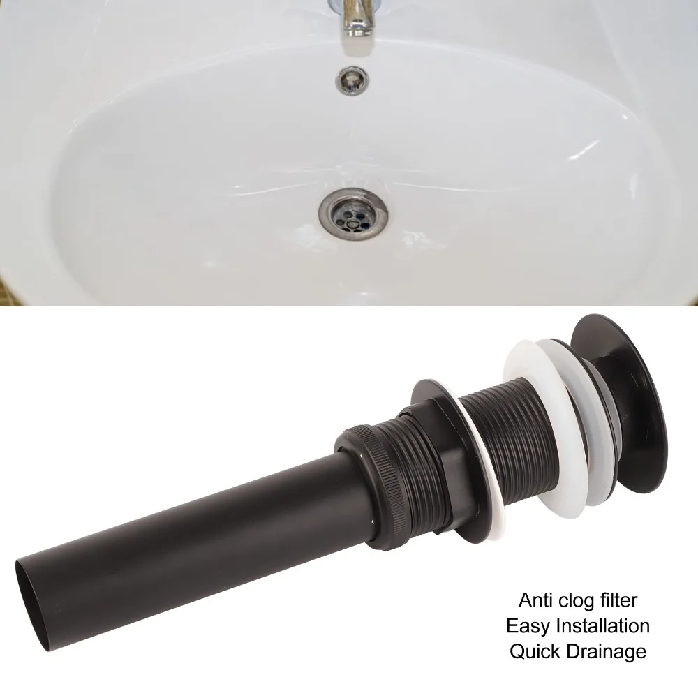 Push Button Drain Stopper Stainless Steel Matte Black Vessel Sink Drain Rustproof Without Overflow Sink Drain Vanity Sink