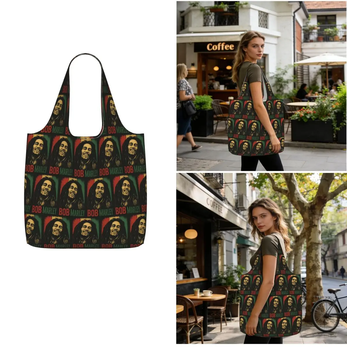 Bob Marley Album Reggae Music Jamaican Style Shopping Tote Bag Canvas Large Capacity Shoulder Bags Shopper Grocery Handbag