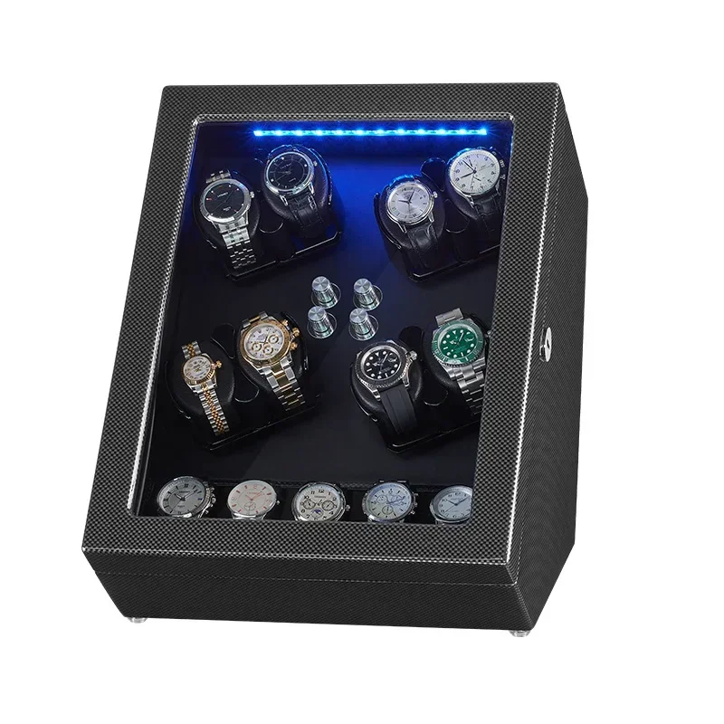 8+5 Fully Reolxes Automatic Mechanical Watch Winder Box Rotator Watch Winding Cabinet Clock Casket Organizer Display Storage Box