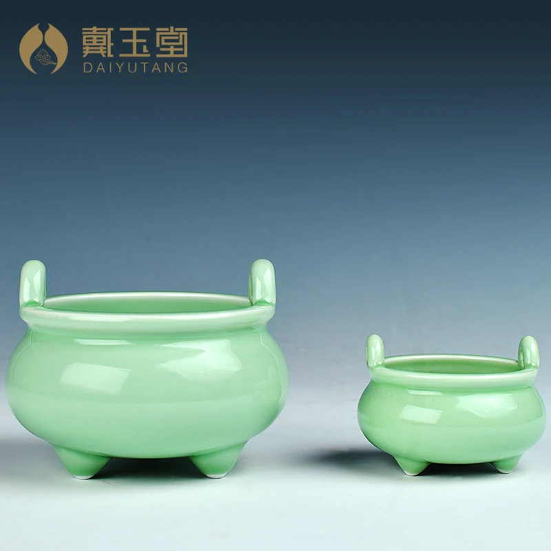 Celadon small incense burner indoor ceramic incense burner inserted incense burner ornaments for Buddha utensils