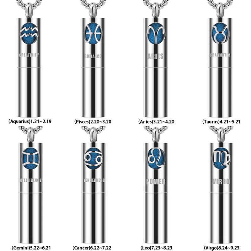 اثني عشر كوكبة الروائح الناشر الضروري النفط قلادة قلادة الفولاذ المقاوم للصدأ جديد الروائح قلادة المتخصصة المعلقات #5