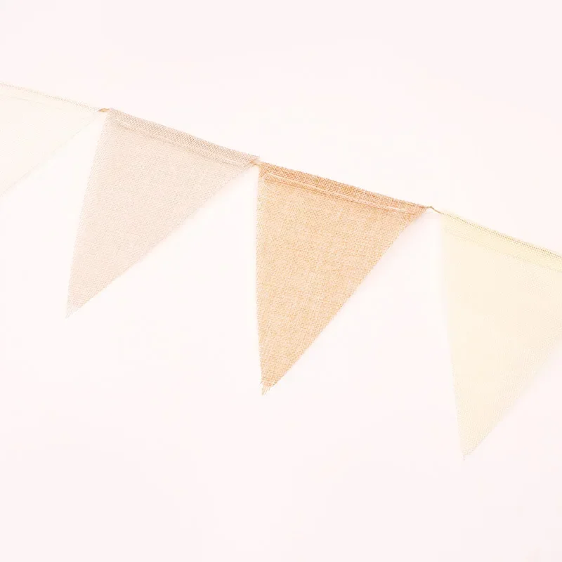 Kids 1st Birthday Linen Banner Multicolor Triangles Flags Hanging Garland Bunting Pennant Baby Shower Decor Birthday Party Favor