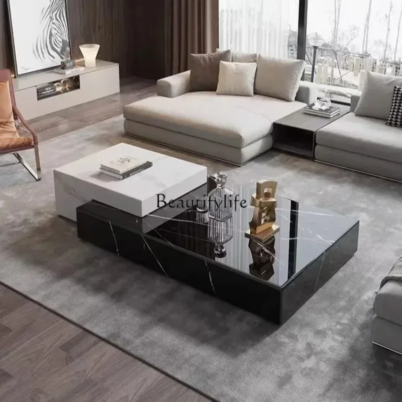 

Журнальный столик из натурального мрамора в стиле Современный светлый роскошный каменный итальянский чайный столик ss8617