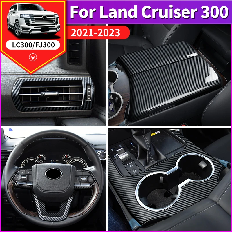 Carbon Fiber pattern Garnish Interior Accessories For Toyota Land Cruiser 300 2021 2022 2023 LC300 Upgraded Modification Tuning