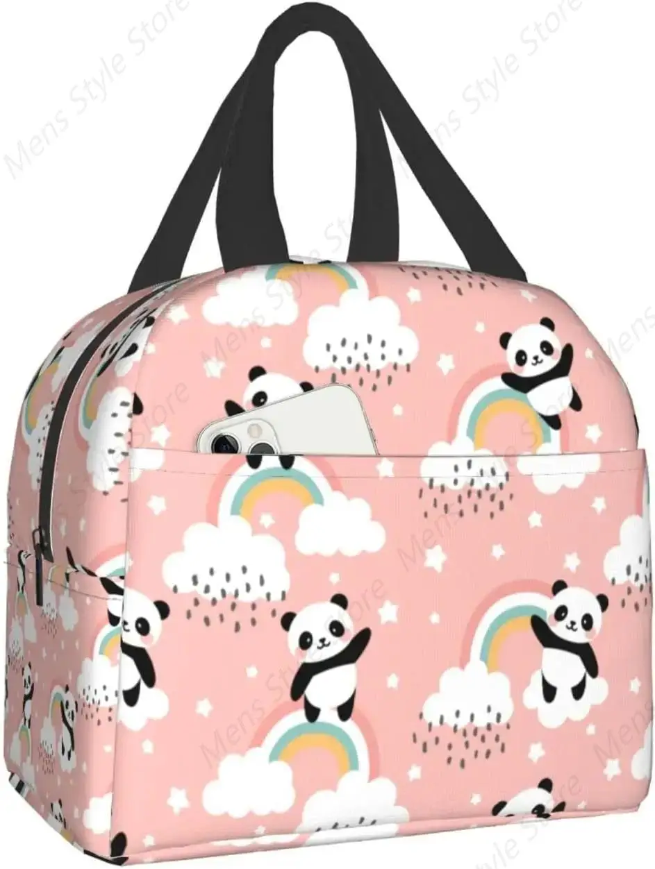 Panda Lunch Bags Cooler Tote Organizer Bags Reusable Lunch Box for Women Men Boys Girls Outdoor Work Picnic School