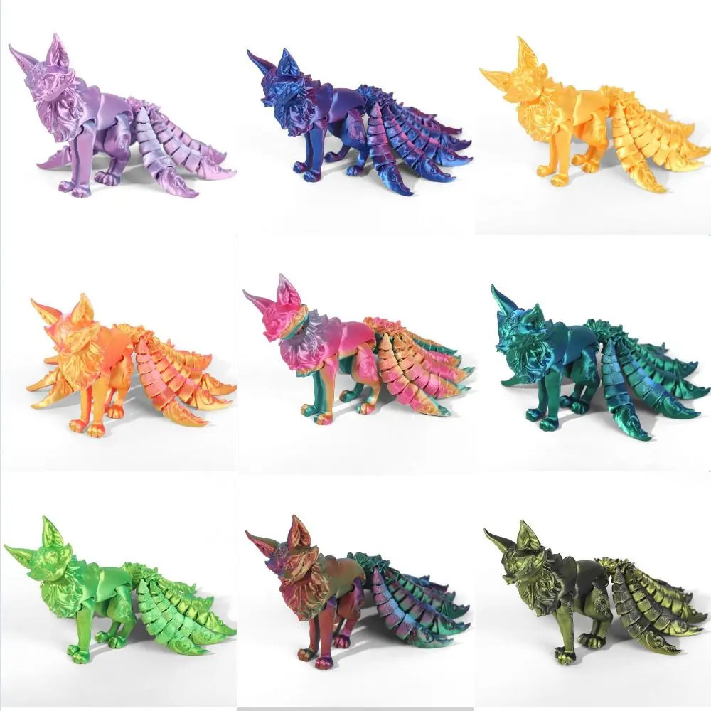 High Quality PLA 3D Printed Fox Model Multi-jointed Multicolor Fox Action Figure Movable Fine-tailed Fox Doll Desktop Decoration