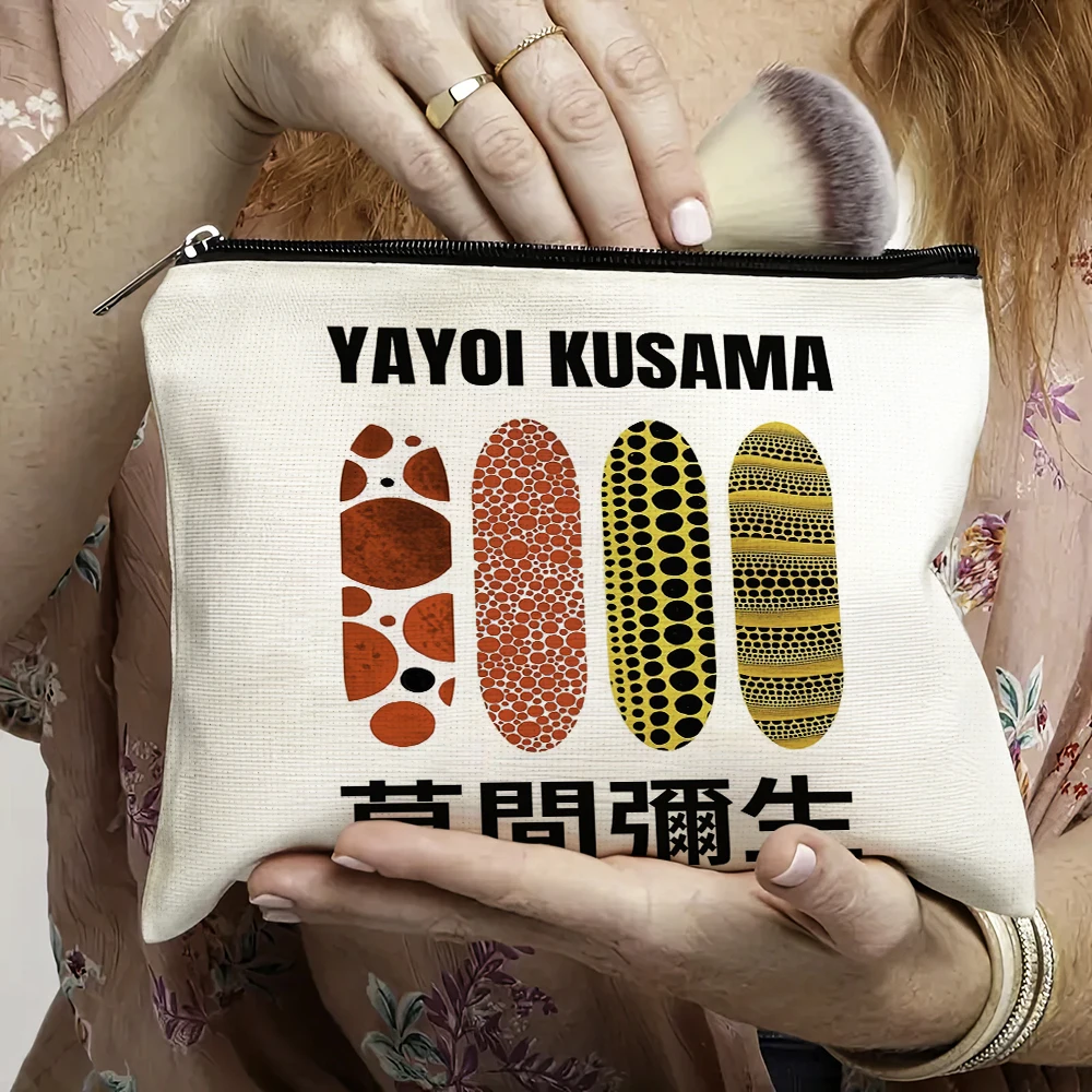 

Yayoi Kusama Make Up Pouch Japanese Pop Art Polka Dot Art Floral Design Cosmetic Case Fashion Lady Beauty Storage Bag Trendy