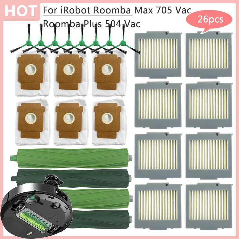 

Для iRobot Roomba Max 705 Vac/Roomba Plus 504 Вакуумная подметальная машина Пылесос Основная боковая щетка Hepa-фильтр Детали мешка для пыли