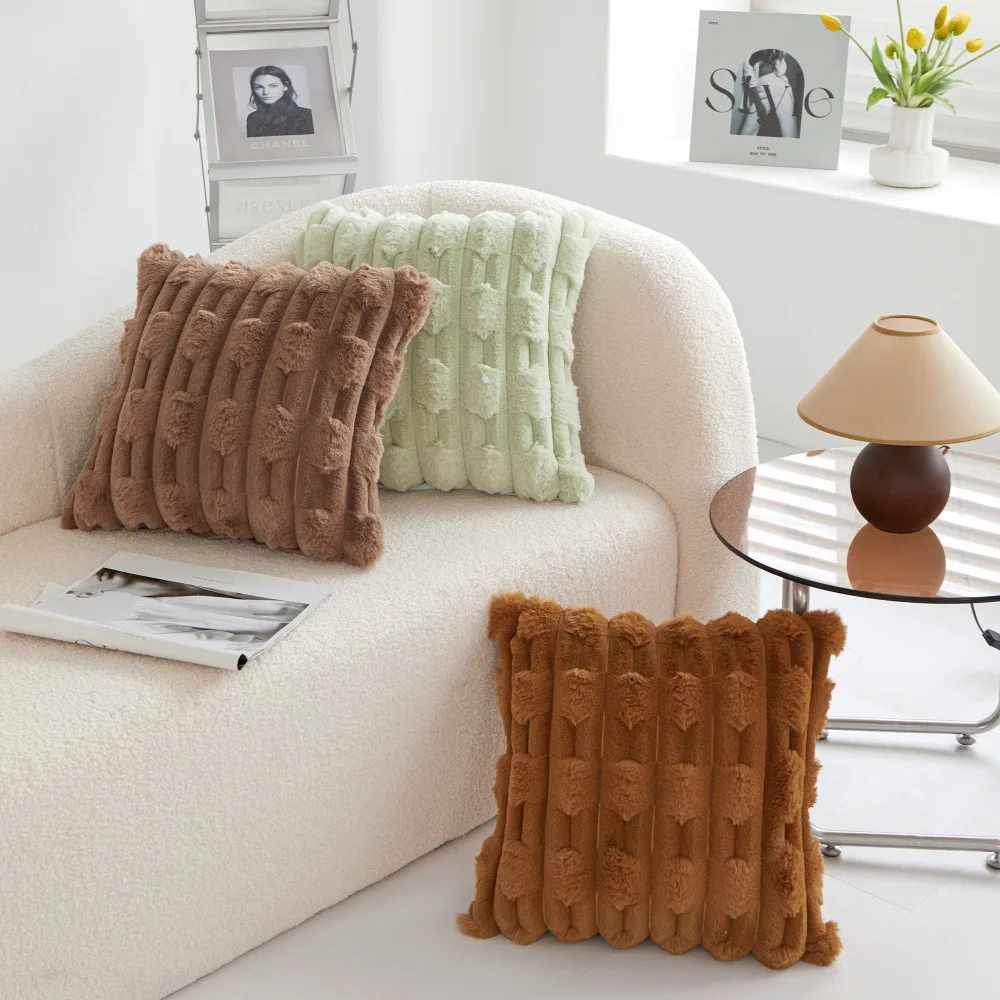 

Бархатная пушистая наволочка из искусственного кроличьего меха для роскошного высококачественного чехла на подлокотник для дивана