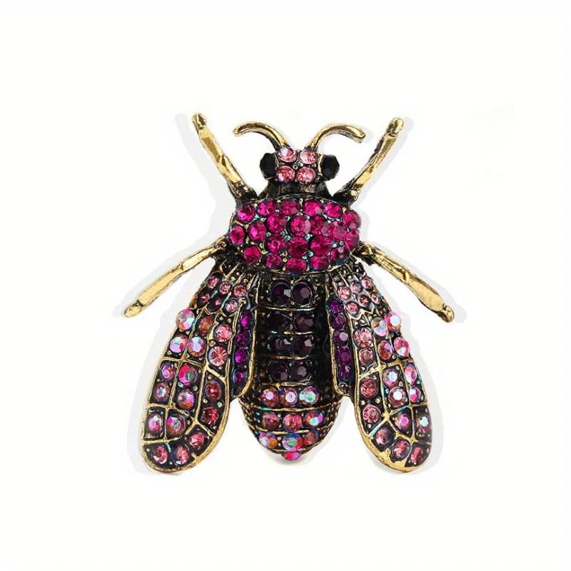 SKEDS Luxuriöse, extravagante Vintage-Bienenbrosche für Damen mit Kristallen, modische, elegante, exquisite Insekten-Strass-Anstecknadeln